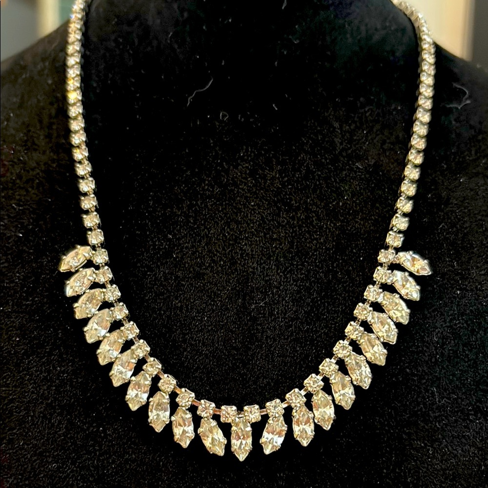 Vintage marquee, silver rhinestone necklace